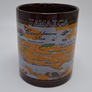 Jamaica Map Ceramic Coffee Mug Caribbean Sea Theme Souvenir 10 Fl Oz
